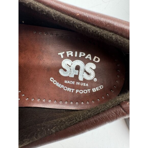Sas Womens Dream On Slip On Loafers Size 9N Brown Wedge Workwear Leather Moccasi - Picture 3 of 15